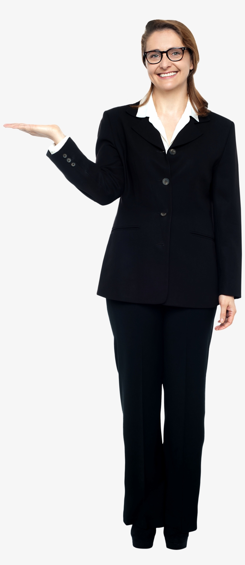 Women Pointing Left Png Image - Waiter In Black Suit, transparent png