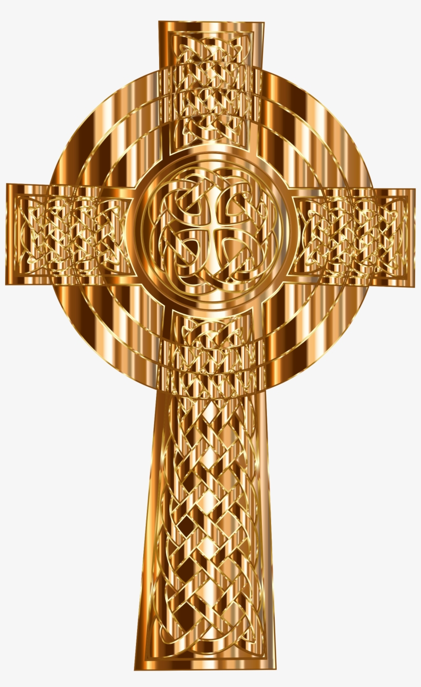 Golden Celtic Cross Clip Free Download - Christian Cross, transparent png