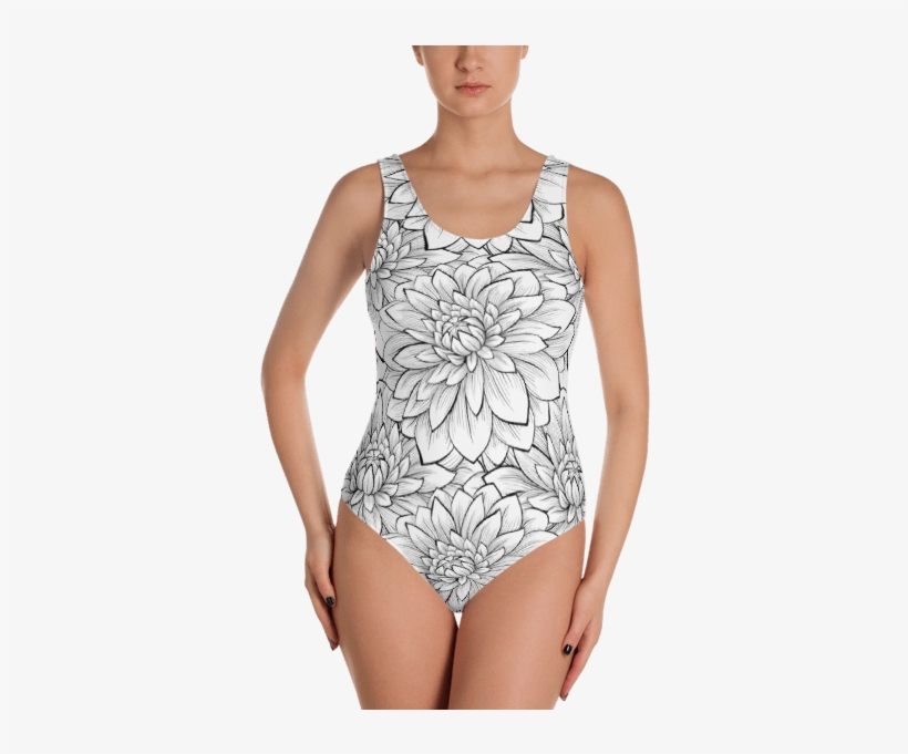 Ladies' Fun Wear Sexy White Lotus Flower One Piece - One-piece Swimsuit, transparent png