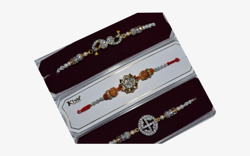 3 Set Of Fancy Silver Pearl Design Rudraksha Rakhi - Simple Rakhi Designs With Pearl, transparent png