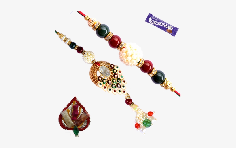 Set Of Bhaiya Bhabhi Rakhi With Pearl - Pearl, transparent png