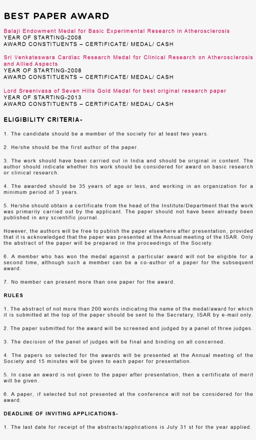 Best Paper Award Balaji Endowment Medal For Basic Experimental - Award, transparent png