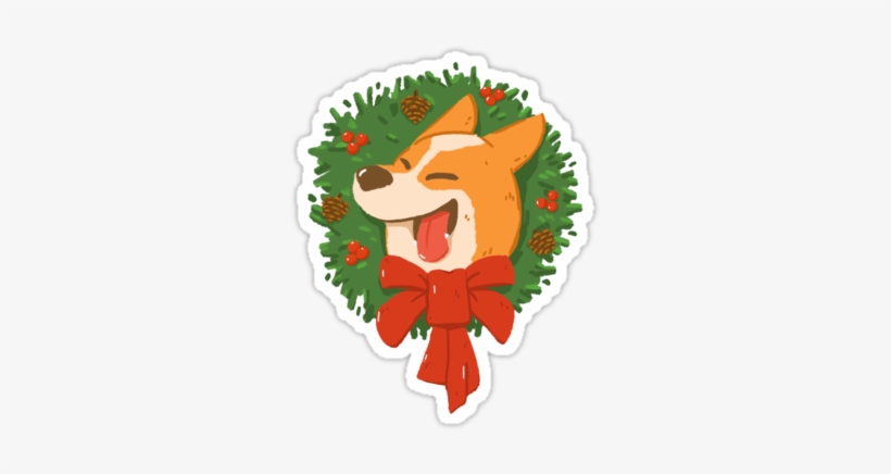 "corgi Wreath" Stickers By Casandrang, transparent png