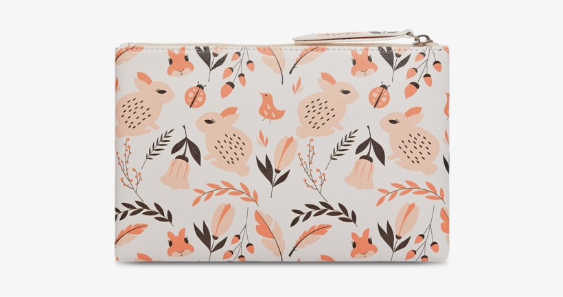 Rabbit And Lady Beetle Design Small Zip Pouch - Wallet, transparent png
