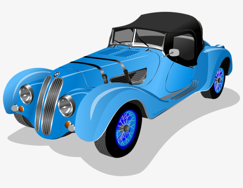 Bmw Car Roadster Sports Car Automobile Tra - Blue Vintage Car Clipart, transparent png