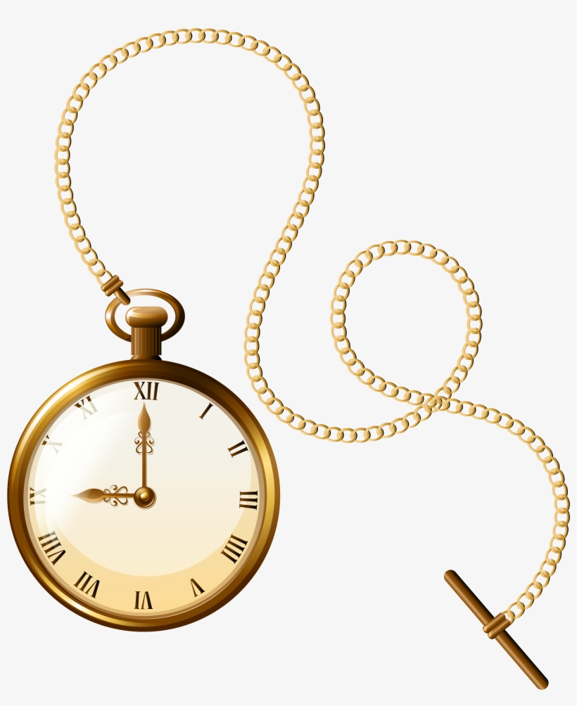 Gold Pocket Watch Clock Png Clip Art - Gold Pocket Watch Png, transparent png