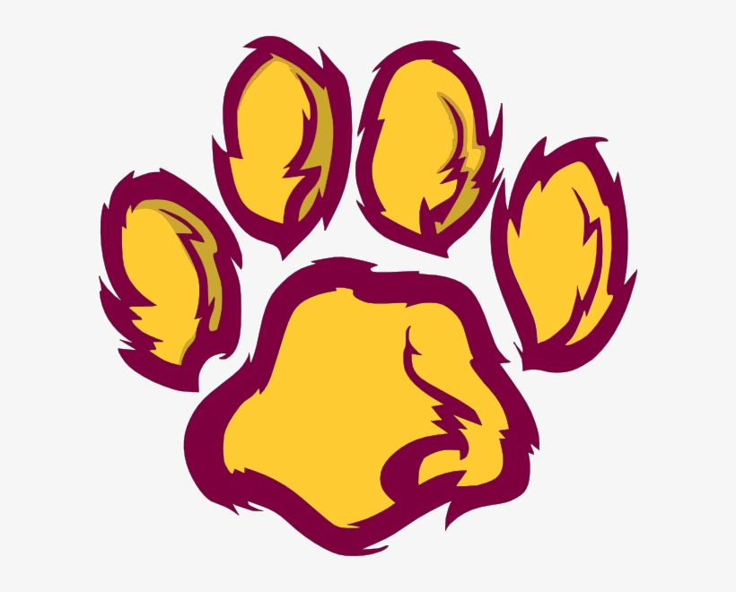Purple Paw Print Clip Art Free Clipart Purple Paw Print - Maroon And Gold Paw Print, transparent png