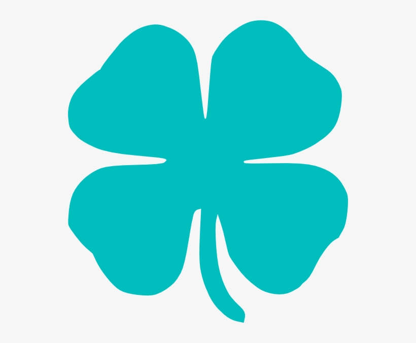 4 Leaf Clover Clipart Png - Teal Four Leaf Clover, transparent png