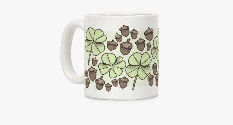 Acorn And Four Leaf Clover Pattern Coffee Mug - Mug, transparent png