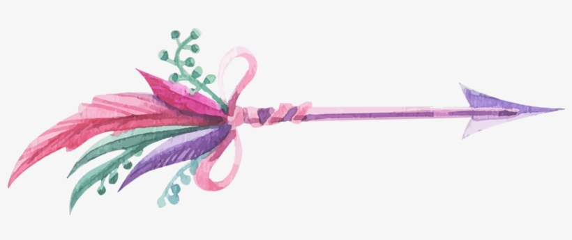 Feather Boho Bohemian Sticker Watercolor Bohofeathers - Flechas Con Plumas Png, transparent png