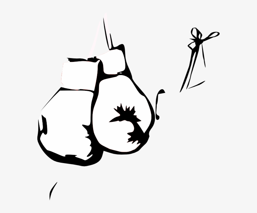 White Boxing Gloves Clip Art At Clker - Boxing Gloves Black And White, transparent png