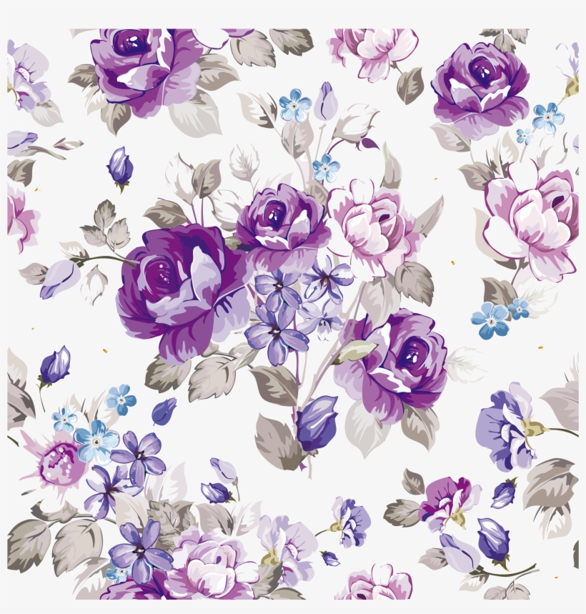 Vector Library Flower Design Paper Pattern Watercolor - Purple Watercolor Flowers Vector, transparent png
