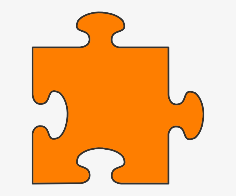 Orange Border Puzzle Piece Top Clip Art At Clipart - Puzzle Piece Clipart, transparent png