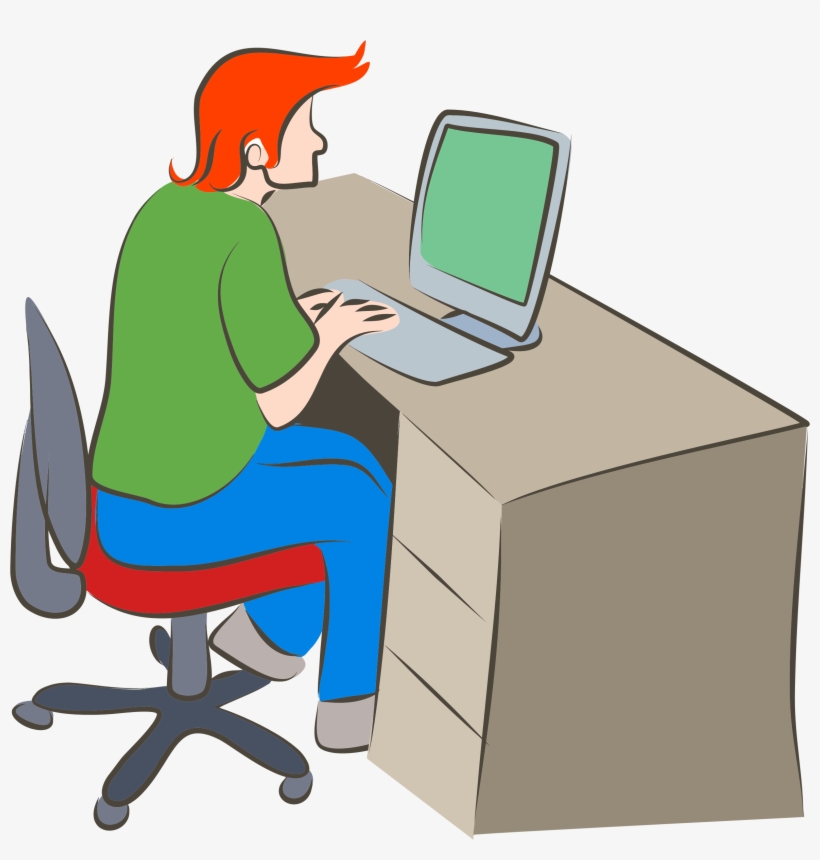 28 Collection Of People Using Computer Clipart - Guy And A Computer, transparent png