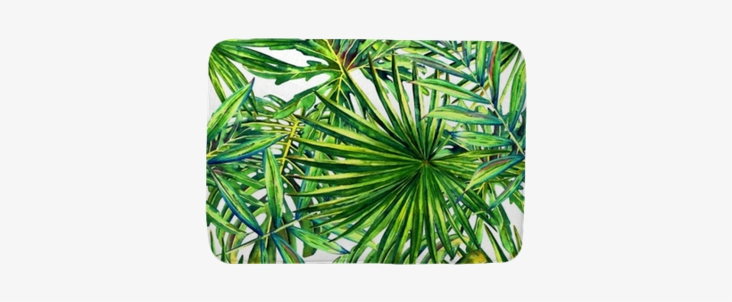 Seamless Floral Pattern With Watercolor Tropical Palm - Watercolor Painting, transparent png