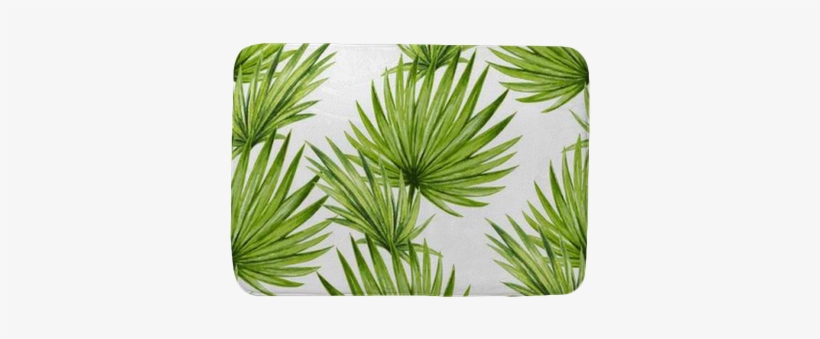 Watercolor Tropical Palm Leaves Seamless Pattern - Art Print: Allen's Tropic Day 1, 13x13in., transparent png