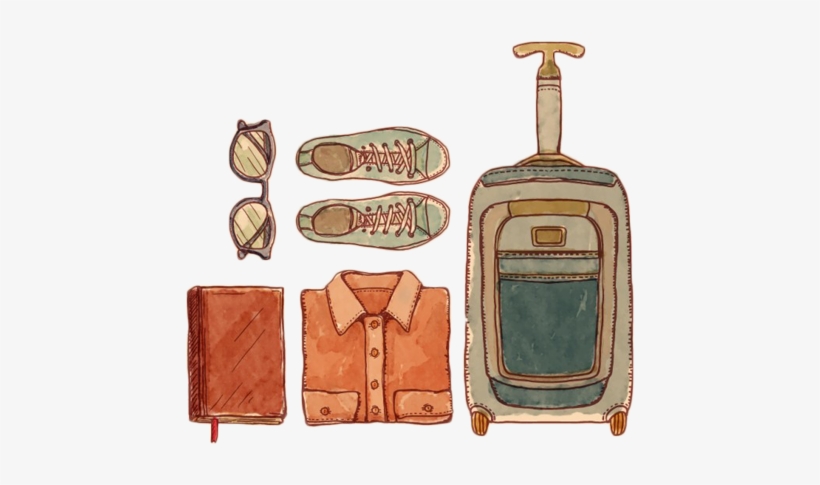 Clipart Black And White Download Baggage Travel Painting - Baggage Watercolor, transparent png