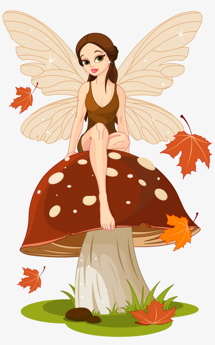 Mushroom Clipart Autumn - Fairy Sitting On Mushroom, transparent png