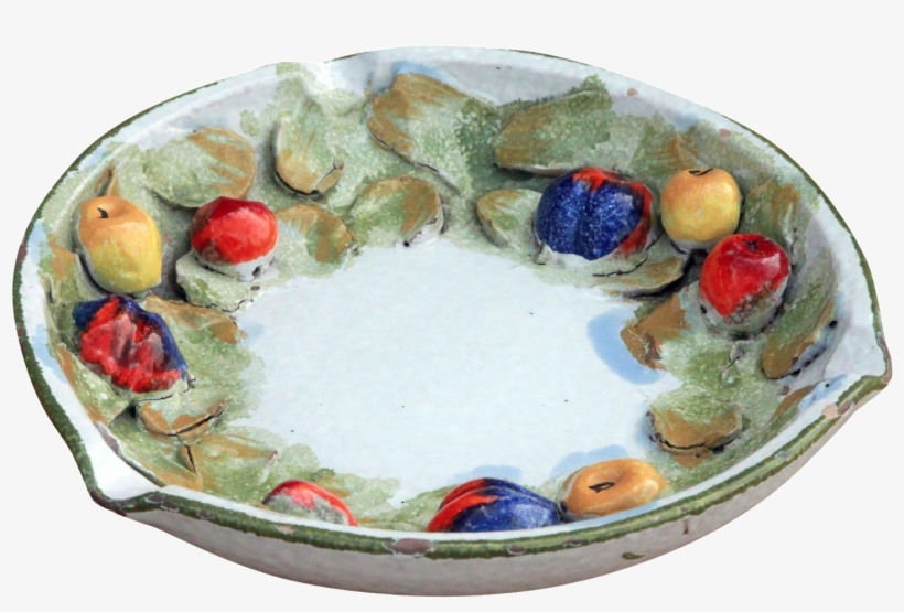 Vintage Italian Art Pottery Fruit Bowl - Strawberry, transparent png