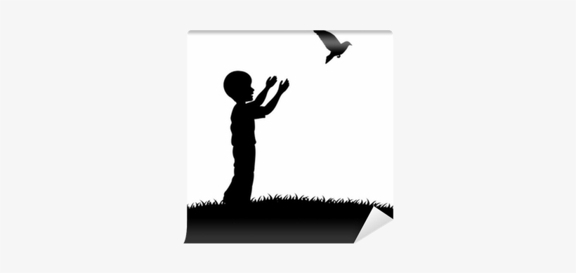 Little Boy Releasing A White Pigeon Wall Mural • Pixers® - Boy Letting Go Of Bird, transparent png
