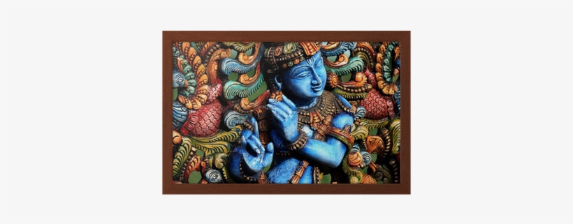 Wooden Statue Of Lord Krishna Framed Poster • Pixers® - Paintings Of Krishna For Living Room, transparent png