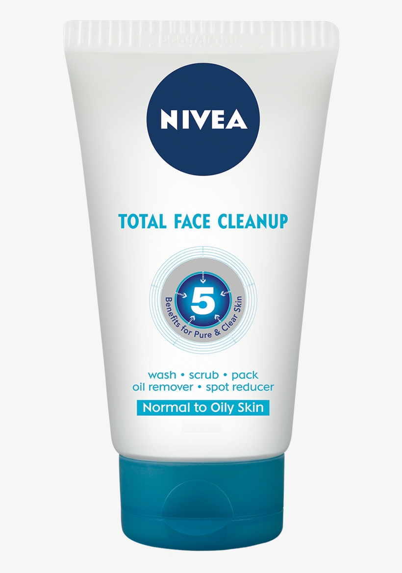 Combine The Effects Of Wash, Pack & Scrub To Give You - Nivea Total Face Cleanup Face Wash, transparent png