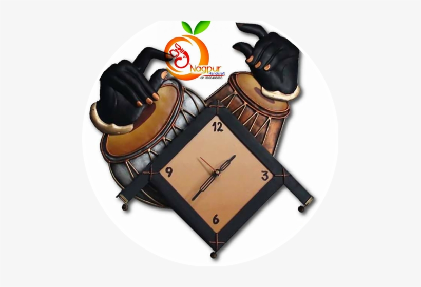 Multi Color Iron Wrought Tabla Sitar Clock - Clock, transparent png