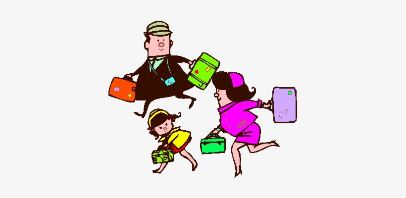 Family Vacation - Cartoon Family With Suitcases, transparent png
