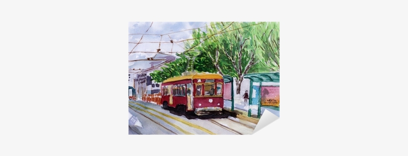 Reproduction D'art Streetcar Watercolor Sketch Par, transparent png