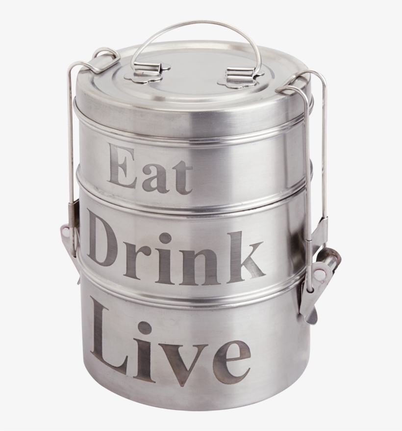 Stainless Steel Lunch Tin - Eat, Drink, Live Tiffin, transparent png