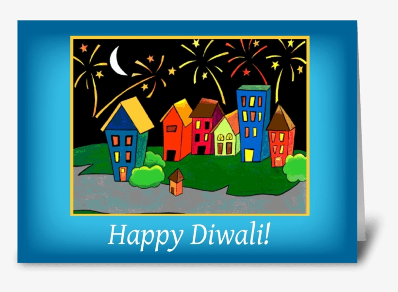Diwali Neighborhood, Celebration Greeting Card - Diwali With Fireworks In Neighborhood, Hindu Card, transparent png