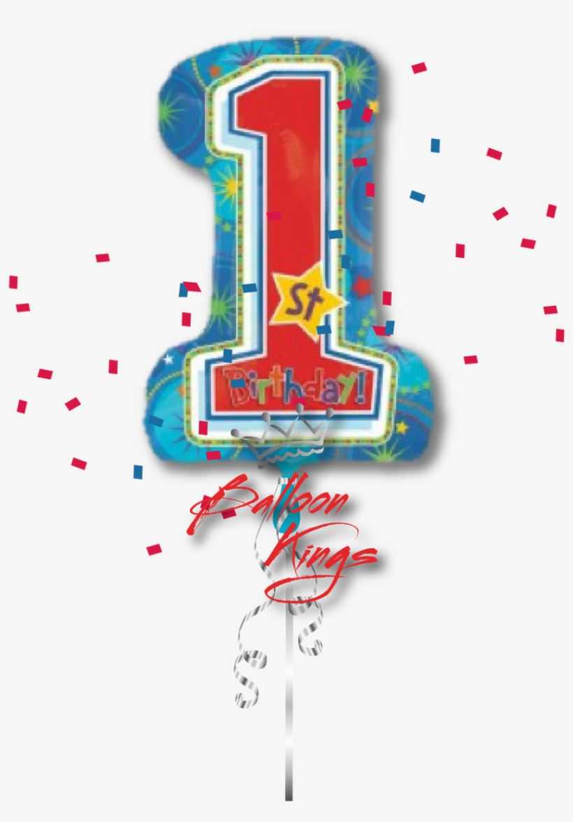1st Birthday Stars - 28" One-derful Birthday Boy Supershape Foil Balloon, transparent png