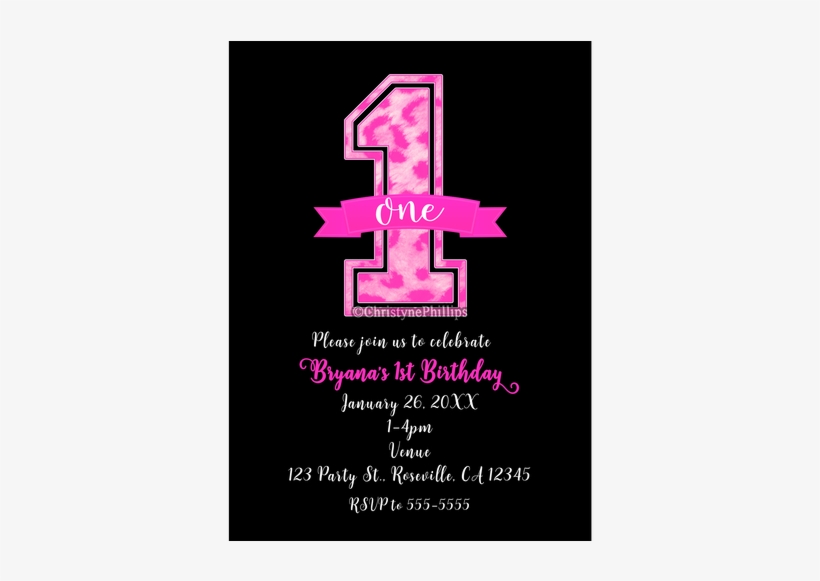 Pink And Black Cheetah Leopard Print One 1st Birthday - Leopard, transparent png