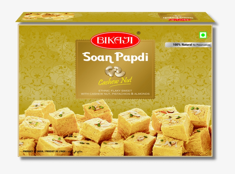 Soan Papdi With Cashew Nuts - Bikaji Soan Papdi Cashew, transparent png