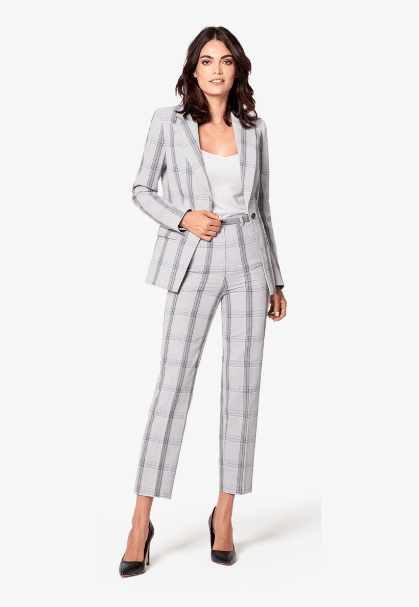 Grey Checked Linen Suit - Suit, transparent png