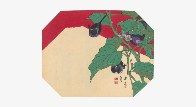 Aubergineplant En De Berg Fuji, transparent png