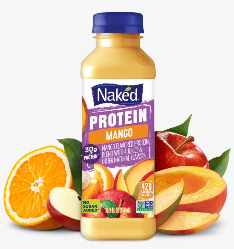 Naked Juice Protein Mango Png Mango Protein - Naked Protein Zone Juice Smoothie, Double Berry - 15.2, transparent png