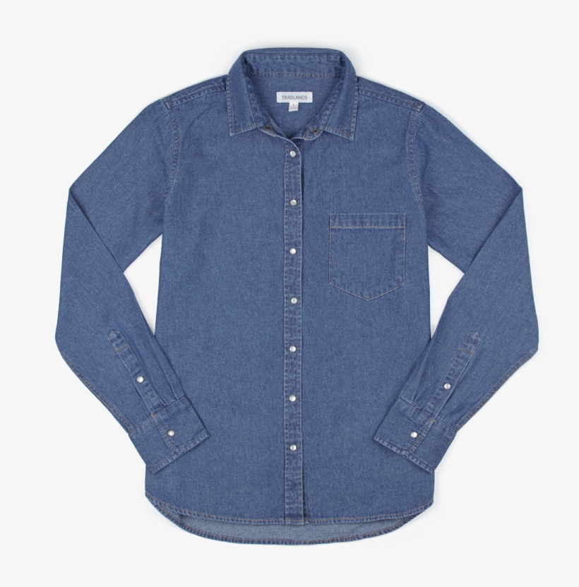 101 Washed Denim Shirt - Button, transparent png