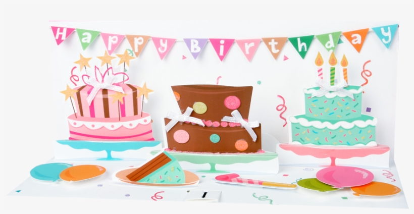 Cakes - Pop-up Panoramics Greeting Card - Festive Cakes, transparent png