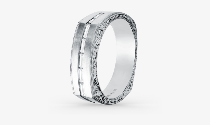 Hand Engraved Wedding Bands For Men Kirk Kara Mens - Kirk Kara Artin 18k White Gold Scrollwork Men's Diamond, transparent png