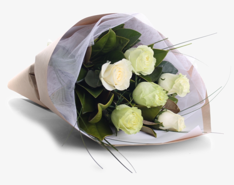 Cream And Green Rose Bouquet - Green, transparent png