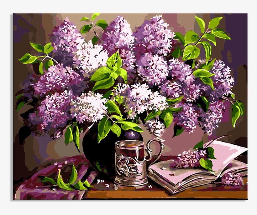 Canvas Still Life Painting, Canvas Still Life Painting - Wood Frame, Paint By Numbers Diy Oil Painting Purple, transparent png
