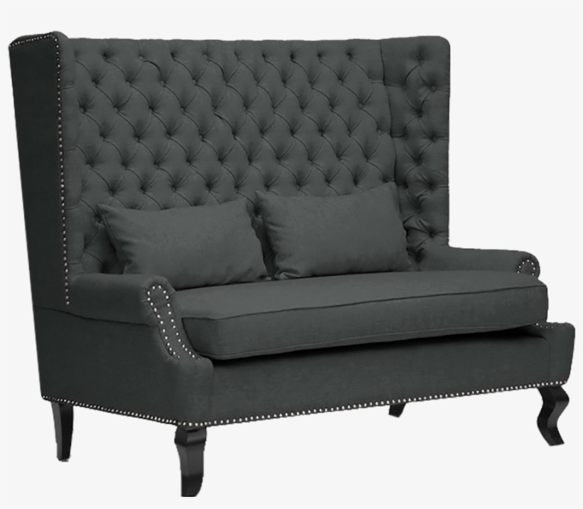 Drake Upholstered Grey Banquette, transparent png