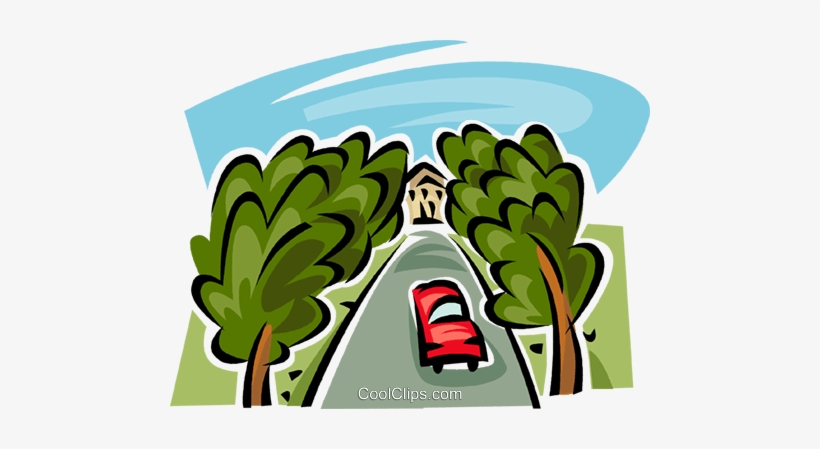 Tress Growing Alongside The Driveway Royalty Free Vector - Einfahrt Clipart, transparent png