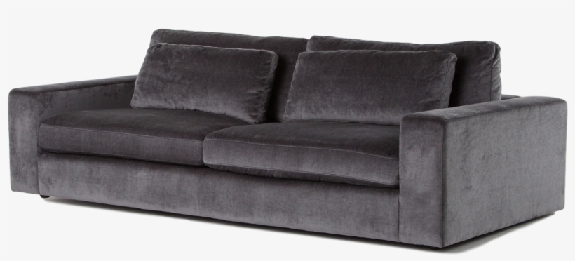 Moda Sofa - Kathy Kuo Designs Theodora Regency Charcoal Grey Velvet, transparent png