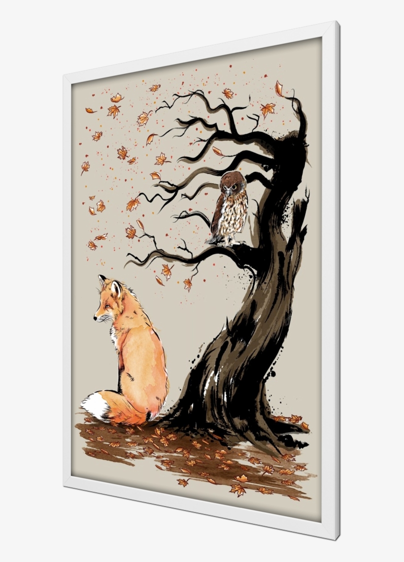 Winds Of Autumn, Fox, Owl, Birds, Animals, Watercolor, - Winds Of Autumn, transparent png