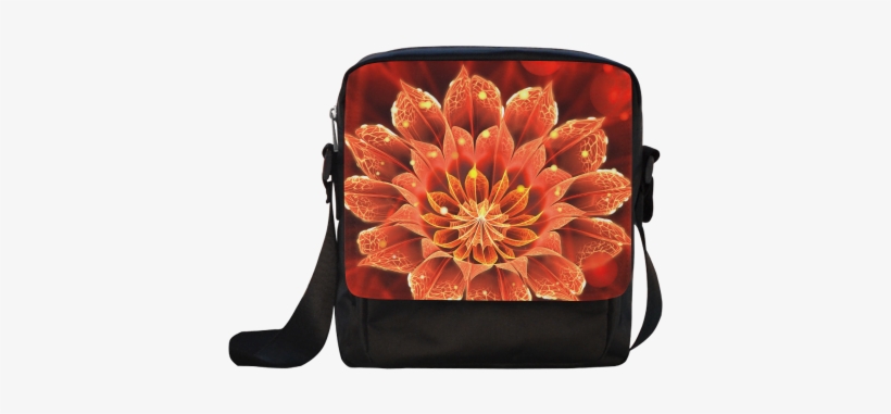 Red Dahlia Fractal Flower With Beautiful Bokeh Crossbody - Handbag, transparent png