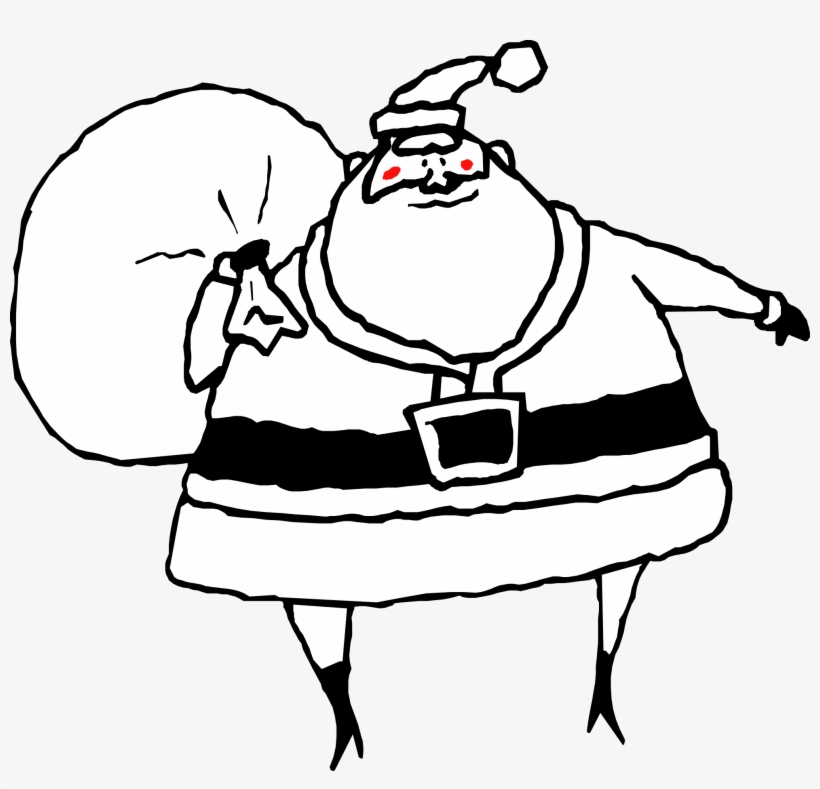 Black Santa Claus Pictures - Christmas Clipart Black And White Vector, transparent png