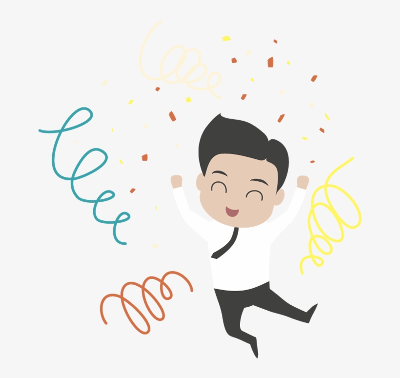 Happy Young Cartoon Businessman Jumping - Businessman Happy In Cartoon, transparent png