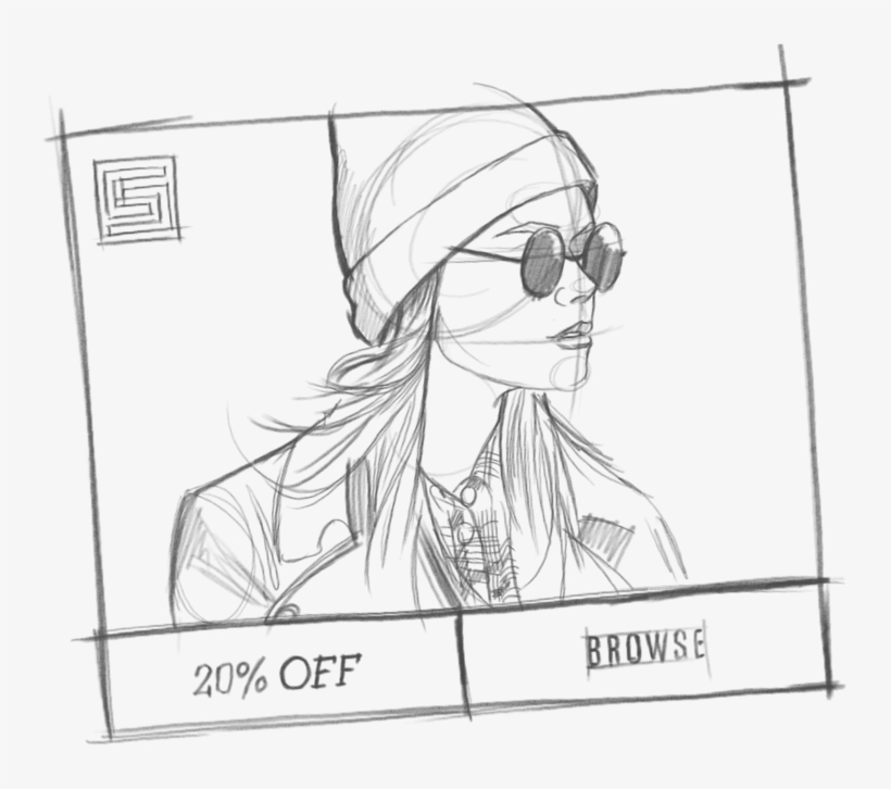 Sketches Of An Ad And Budget Ui Within An Online Advertising - Advertising, transparent png